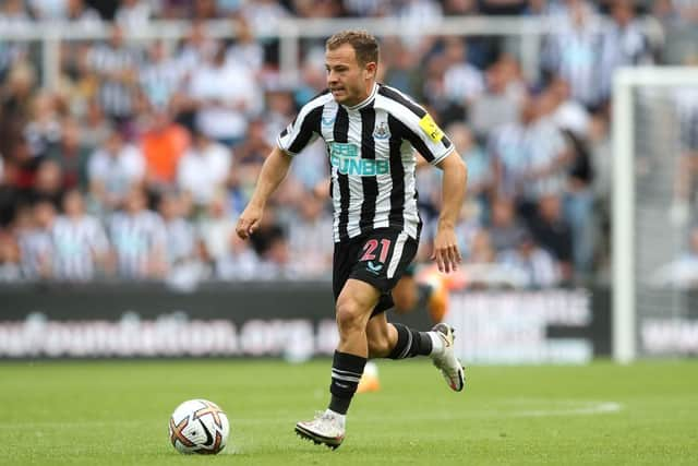 Ryan Fraser of Newcastle United during the Premier League match between Newcastle United and Nottingham Forest at St. James Park on August 06, 2022 in Newcastle upon Tyne, England. (Photo by Jan Kruger/Getty Images)