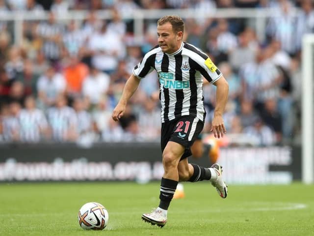Ryan Fraser of Newcastle United during the Premier League match between Newcastle United and Nottingham Forest at St. James Park on August 06, 2022 in Newcastle upon Tyne, England. (Photo by Jan Kruger/Getty Images)