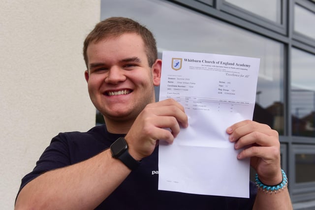Oliver Pallas was over the moon with his results at Whitburn C of E Academy.