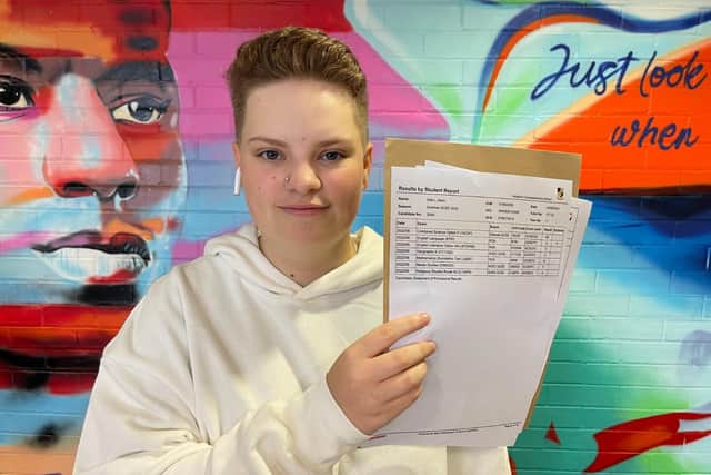 Ellie Hann with her results