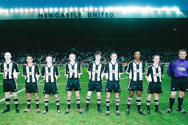 Joe Kendrick, centre, before a game at St James's Park.