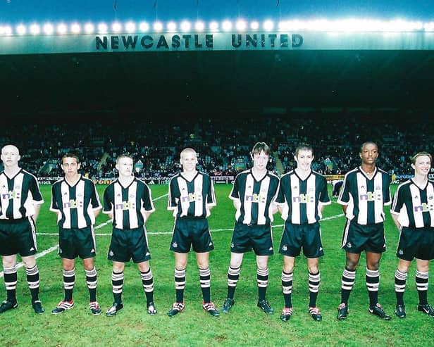 Joe Kendrick, centre, before a game at St James's Park.