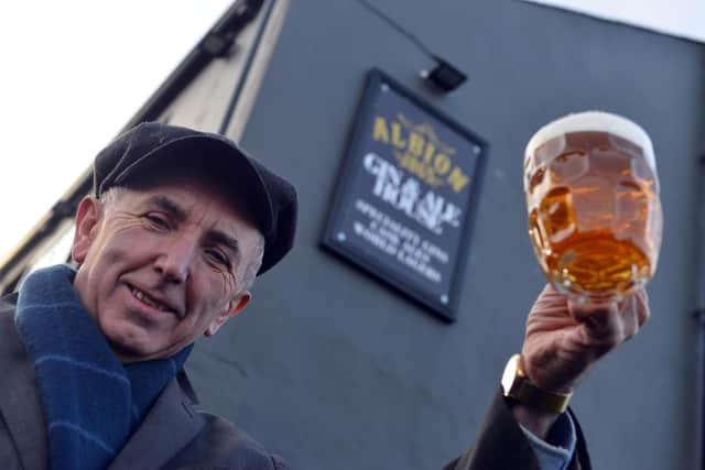 Jess McConnell outside his currently-closed pub, The Albion