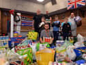 Horsley Hill ABC food donations to Hospitality & Hope. Foodbank coodinater Connor Sullivan with coaches Steve Winter, Neil Jones and Stephen Douglas with boxing children Max Winter, 10, Cein Jones, 8 and Shea Jones, 11