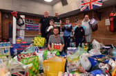 Horsley Hill ABC food donations to Hospitality & Hope. Foodbank coodinater Connor Sullivan with coaches Steve Winter, Neil Jones and Stephen Douglas with boxing children Max Winter, 10, Cein Jones, 8 and Shea Jones, 11