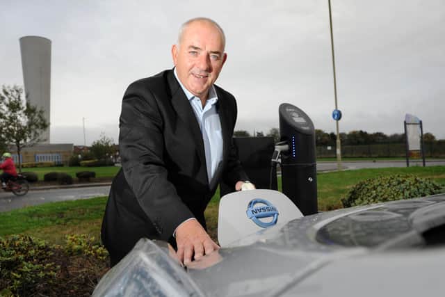 Cllr Ernest Gibson at one of the new charging points on Tyne Street, Jarrow.