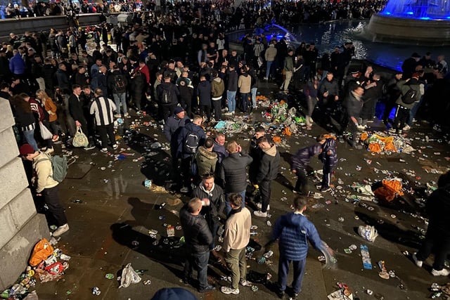 Newcastle fans in and around Trafalgar Square, picture by FRANK REID.