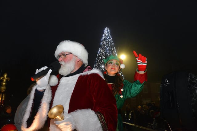 Hebburn Christmas lights switch on with Santa Claus with his Elf.