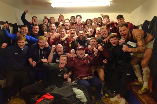 South Shields celebrating after securing promotion (Photo credit: Kev Wilson)