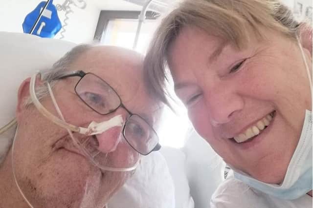 David Kirton and wife Catherine in hospital.