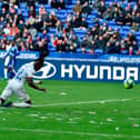 Lyon's Burkinabe forward  Bertrand Traore (3L) scores a goal during the French L1 football match between Lyon (OL) and Strasbourg (RCSA) on February 16, 2020 at the Groupama Stadium in Decines-Charpieu.