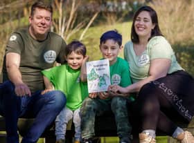 Lisa Cryer and her husband Mark officially launch their new children’s book, Roundabout Rabbits at Ouseburn Farm in Newcastle with their children Jude (9) and Sonny (3) Picture: DAVID WOOD