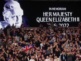 West Ham United fans at the London Stadium last night.