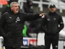 Newcastle manager Steve Bruce reacts on the touchline during the Premier League match between Newcastle United and Southampton at St. James Park on February 06, 2021.
