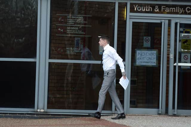 Kieron McLeod leaving South Tyneside Magistrates' Court.