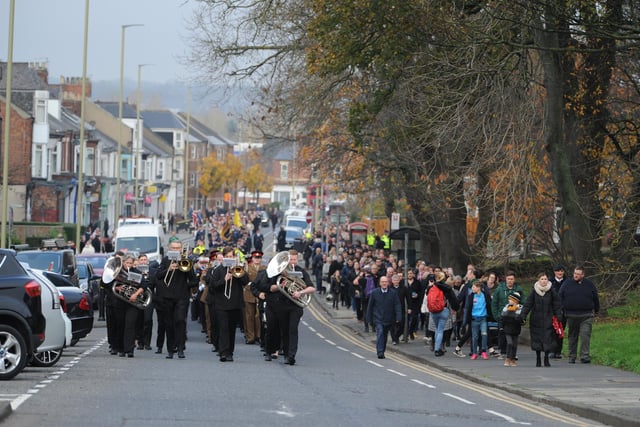 Remembrance Sunday Parade and Service at Westoe Cenotaph, South Shields, with the Mayor of South Tyneside Coun Pat Hay, Deputy Lord Lieutenant Tyne and Wear Wing Commander David L Harris.