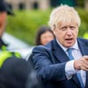 NORTHALLERTON, ENGLAND - JULY 30: Prime Minster, Boris Johnson visits The North Yorkshire police and is introduced to recently graduated Police Officers on July 30, 2020 in Northallerton, North Yorkshire, England. (Photo by Charlotte Graham - WPA Pool/Getty)