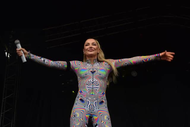 Headline act Whigfield pointed out what appeared to be fighting in the crowd.