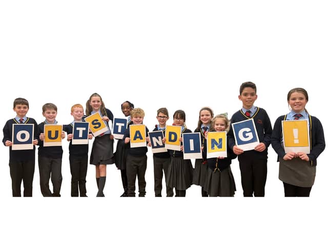 Pupils at St Aloysius Catholic Junior School Academy have been celebrating the school's outstanding Ofsted judgement.

Photograph: Bishop Chadwick Catholic Education Trust