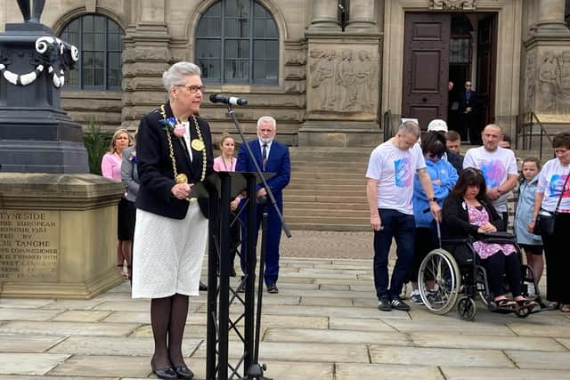 Mayor Cllr Pat Hay spoke during the service.