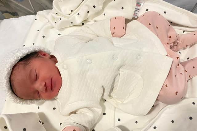 Jasmin Elliott-Reza weighed 6lb 5oz and was born to to parents Elaine Elliott and Rumi Reza, from South Shields.