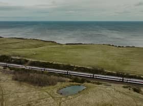 A LNER Azuma train near Easington Colliery.