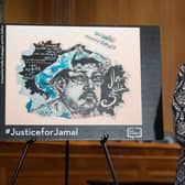 Hatice Cengiz, murdered Washington Post columnist Jamal Khashoggi's fiancee, attends a press conference.