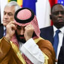 Saudi Arabia's Crown Prince Mohammed bin Salman attends an event on women's empowerment during the G20 Summit in Osaka on June 29, 2019. (Photo by Brendan Smialowski / AFP)