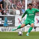 Max Thompson in action for Northampton Town.