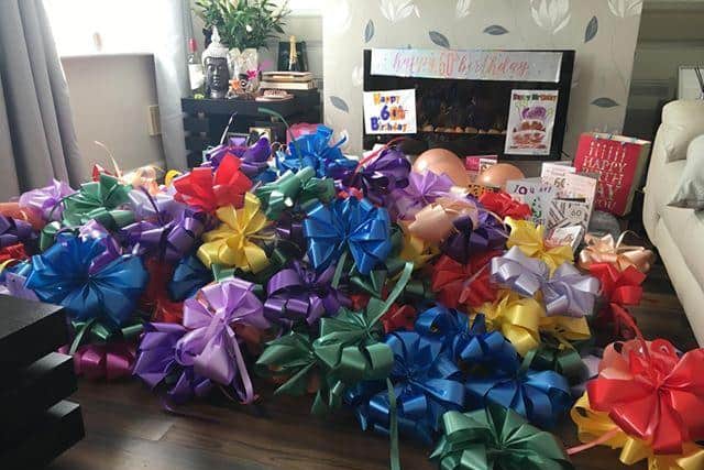 Karen Collins has made hundreds of bows for the community.