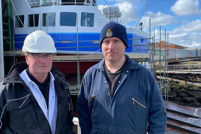 Shields Ferry Marine Fitter, Mark Elsy, and Ian Paolozzi , the Yard Manager at UK Dock.
