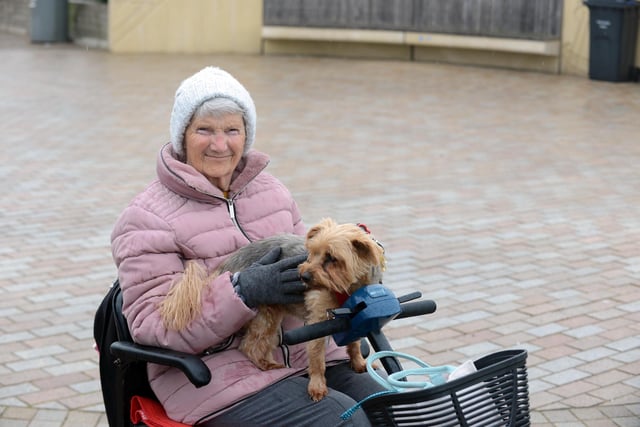 Vera Stidolph with dog Lucy were captured by our photographer this morning.