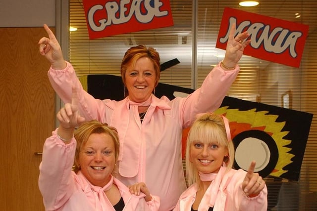 The Pink Ladies - aka Jackie James, Karen Cairns and Caroline Denham from Mercantile Building Society - dressed up for charity in 2003.