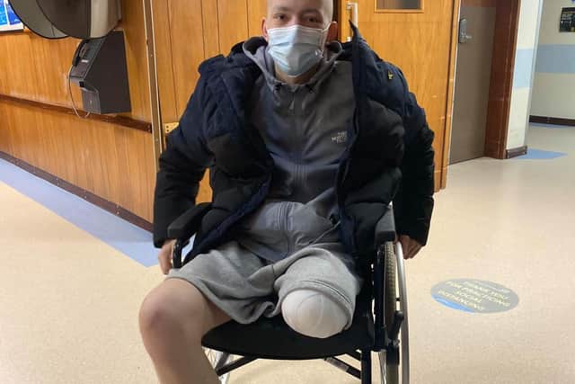 Kai Heslop in hospital after the surgery.