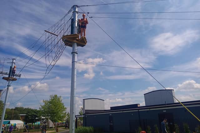 Ready to take on the zip wire at Tattershall Lakes Country Park