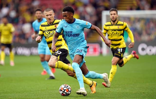 Newcastle United's Joe Willock during the Premier League match at Vicarage Road, Watford.