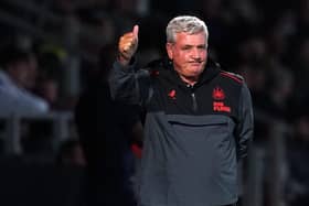 Steve Bruce gives Newcastle United fans the thumbs up at the Pirelli Stadium last week.