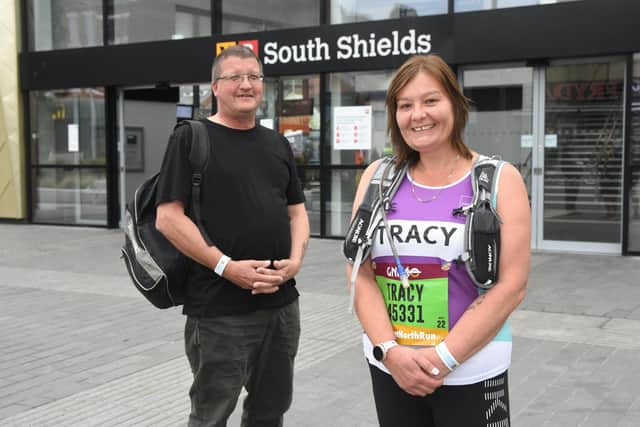 Tracey Hearne from Bicester in Oxfordshire, supported by husband Rob, wants to do the 'proper Great North Run' next year.