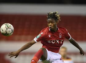 NOTTINGHAM, ENGLAND - AUGUST 11: Ateef Konate of Nottingham Forest during the Carabao Cup First Round match between Nottingham Forest and Bradford City at City Ground on August 11, 2021 in Nottingham, England. (Photo by Tony Marshall/Getty Images)