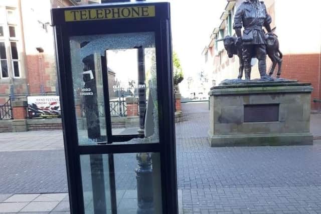 Damage was caused to phone boxes, ATMs and transport hubs across the town.