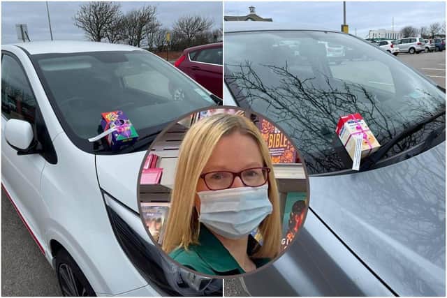 Davinia Cain, the community champion at Seaburn Morrisons, put 30 Easter eggs on customer's cars in a random act of kindness.