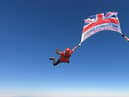 The flag starts its journey from Shotton Colliery airfield. Picture: Sky-High Skydiving