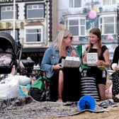 Enjoying fish and chips on the beach