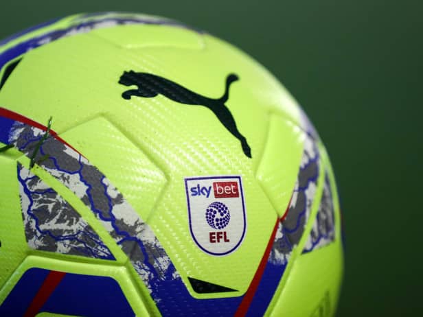 BARNSLEY, ENGLAND - DECEMBER 17: A general view of the Sky Bet EFL Puma Hi-Vis match ball prior to the Sky Bet Championship match between Barnsley and West Bromwich Albion at Oakwell Stadium on December 17, 2021 in Barnsley, England. (Photo by George Wood/Getty Images)