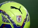 BARNSLEY, ENGLAND - DECEMBER 17: A general view of the Sky Bet EFL Puma Hi-Vis match ball prior to the Sky Bet Championship match between Barnsley and West Bromwich Albion at Oakwell Stadium on December 17, 2021 in Barnsley, England. (Photo by George Wood/Getty Images)