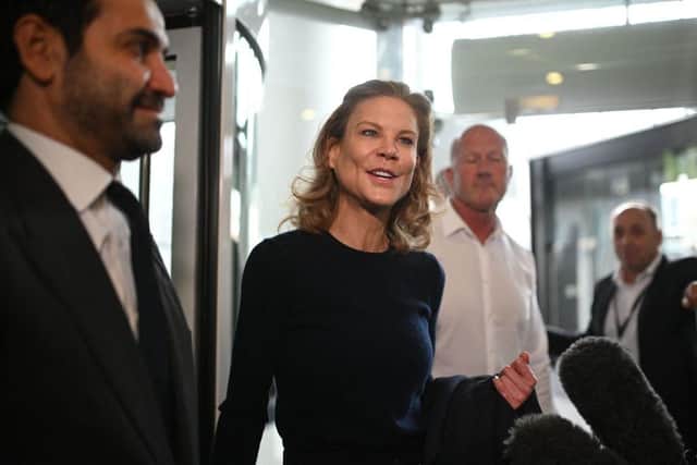 Amanda Staveley and Mehrdad Ghodoussi arrive at St James's Park for the first time as co-owners.