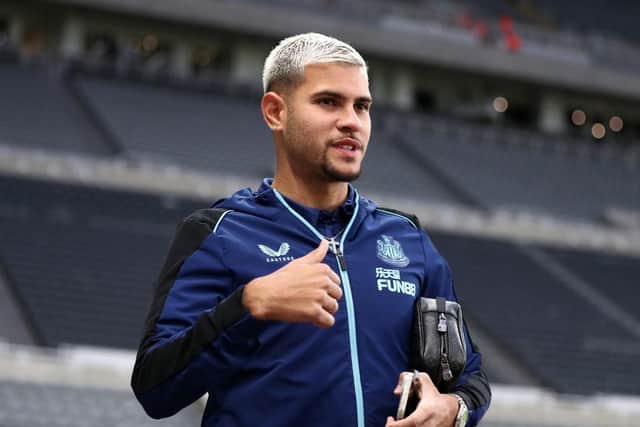 Bruno Guimaraes arrives at St James's Park ahead of the Everton game.