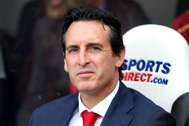 Unai Emery, Manager of Arsenal looks on ahead of the Premier League match between Newcastle United and Arsenal FC at St. James Park on September 15, 2018 in Newcastle upon Tyne, United Kingdom.  (Photo by Alex Livesey/Getty Images)