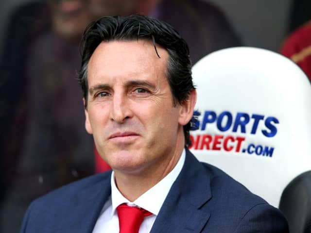 Unai Emery, Manager of Arsenal looks on ahead of the Premier League match between Newcastle United and Arsenal FC at St. James Park on September 15, 2018 in Newcastle upon Tyne, United Kingdom.  (Photo by Alex Livesey/Getty Images)