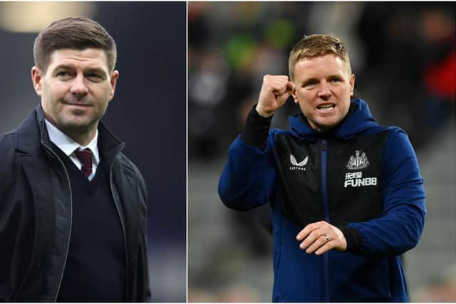 Steven Gerrard and Eddie Howe will face each other for the first time in the Premier League this weekend (photo: Getty).